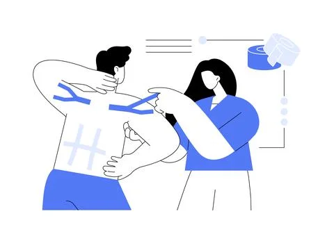Kinesiology taping abstract concept vector illustration. Illustrazione stock