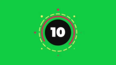 Kinetic Caution Green Screen Neon Countdown Ring Danger Warning Loop Video stock 333781999