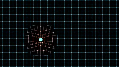Kinetic energy, force of gravity, massive object warp wire frame space. 库存影片 333996013