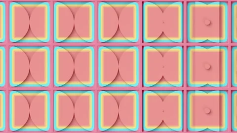 A kinetic panel with 3D shapes in bright pastel colors. 3d rendering 4K Stock Footage 318591161