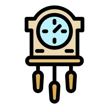 Kinetic pendulum clock icon color outline vector Stock Illustration