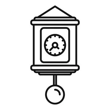 Kinetic pendulum clock icon, outline style Stock Illustration