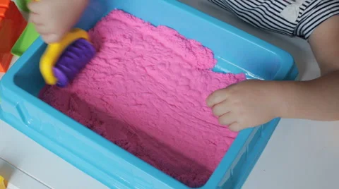 Kinetic sand with hands Stock Footage 68092078