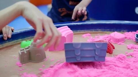 Kinetic sand play Stock Footage 245622550