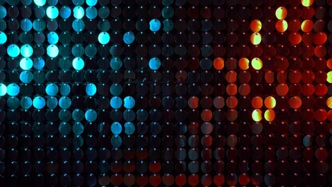 Kinetic surface panel illuminated by gold and turquoise light in luxury boutique Stock Footage 114418152