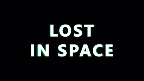 Kinetic text animation for 'Lost in Space' theme with glowing green effect Stock Footage 344032253