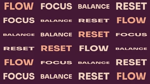 Kinetic Typography Animation with Balance Reset Flow Focus Words Vidéo 344849914