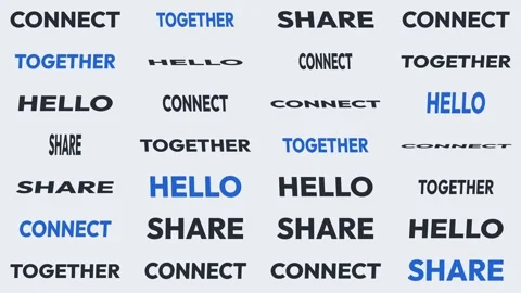 Kinetic Typography Animation - Hello, Share, Connect, Together Stock Footage 344850648