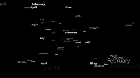 Kinetic typography animation of months flying on black background Stock-Footage 344607697