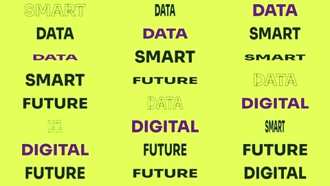 Kinetic Typography Loop with Digital Future Words Stock Footage 344850746