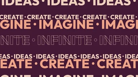 Kinetic Typography Pattern with Words Ideas Create Imagine and Infinite Stock Footage 344852509