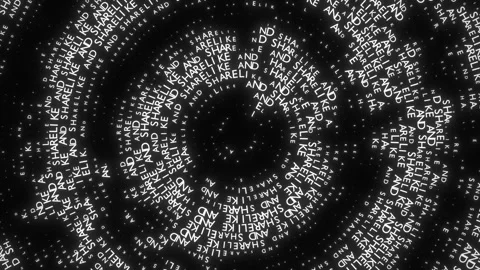 Kinetic Typography Spiral Loop with Floating White Text. Rotating Text Spiral. Stock Footage 322987829