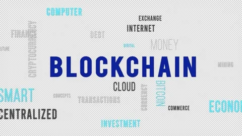 Kinetic Typography Word Cloud Block Chain Video stock 291694334