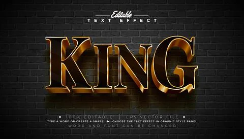 King 3D Editable Text Effect Design Vector Graphic Style with Golden Framed.. 스톡 일러스트
