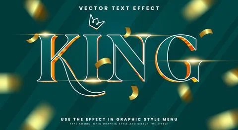 King 3d editable text effect Template Stock Illustration