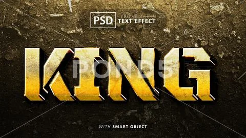 King 3d text effect editable PSD Template