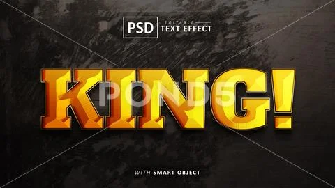 King 3d text effect editable PSD Template