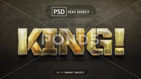 King 3d text effect editable Modèle PSD