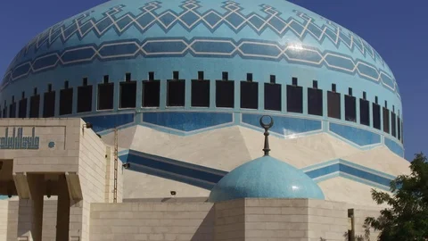 King Abdullah I Mosque Blue Amman Stock Footage 94051004