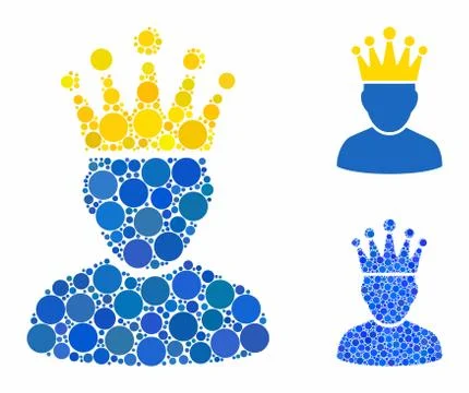 King admin Mosaic Icon of Spheric Items Stock Illustration