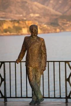 King Alfonso Of Spain Bronze Statue In Nerja Stock Photos
