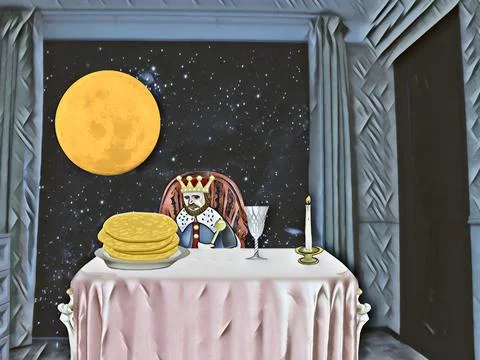 The King and the Moon Stock Illustration