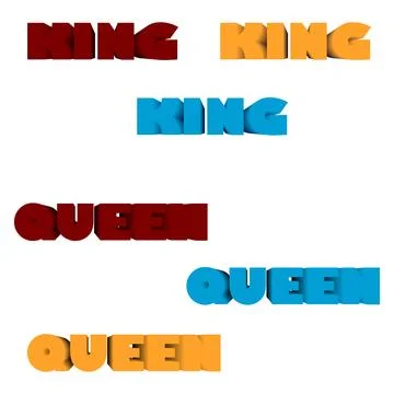King and Queen 3d text effect Stock Illustration
