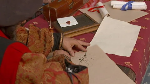 A king approving a project for a construction. Stock Footage 63065123