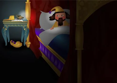 King in Bed Stock-Illustration
