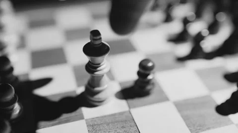King brutally takes down a lowly pawn in a game of Chess 스톡 동영상 262007975