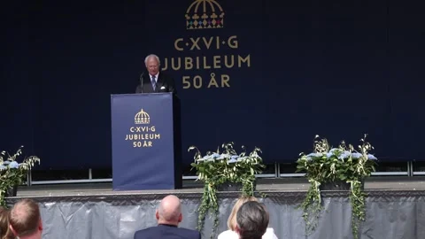 King Carl XVI Gustaf and Queen Silvia Visit, Linköping, Sweden Stock Footage 242580588