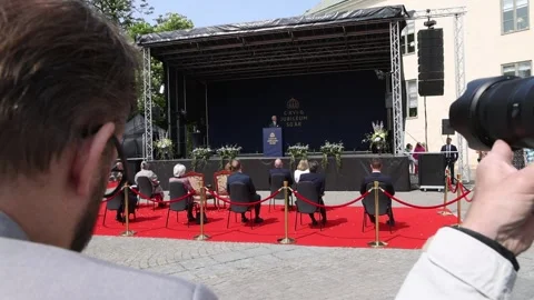 King Carl XVI Gustaf and Queen Silvia Visit, Linköping, Sweden Stock Footage 242580641