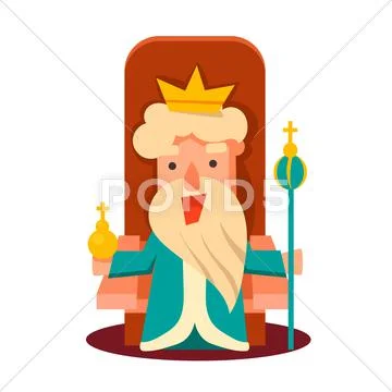 King Cartoon Emotion Vector Illustration Set Stock Illustration