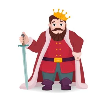 King character, knight posing with sword and crown Stock Illustration