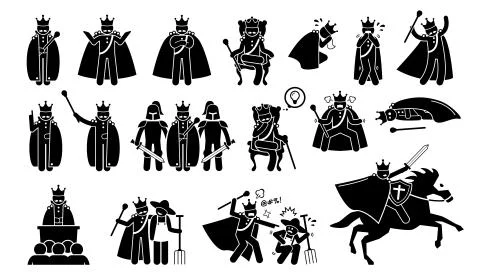 King Characters in Pictogram Set. Stock-Illustration