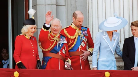 King Charles III and Queen Camilla at Trooping the Colour, London, UK Vídeo Stock 337033454