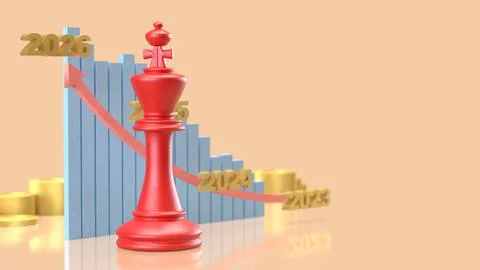 The King Chess and Chart 2026 for Business concept 3d Rendering. Stock Illustration