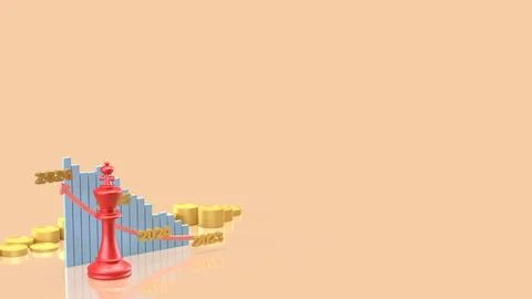 The King Chess and Chart 2026 for Business concept 3d Rendering. Stock Illustration