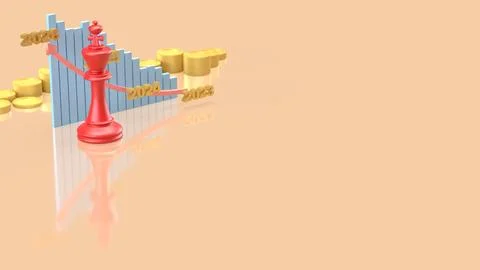The King Chess and Chart 2026 for Business concept 3d Rendering. Stock Illustration