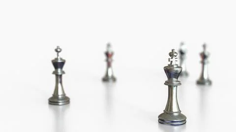 The King chess silver on white Background for Business concept 3d Rendering. Stock Illustration