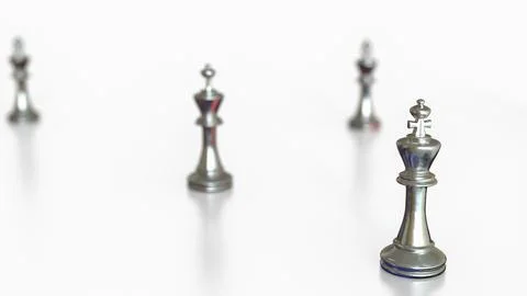 The King chess silver on white Background for Business concept 3d Rendering. Stock Illustration