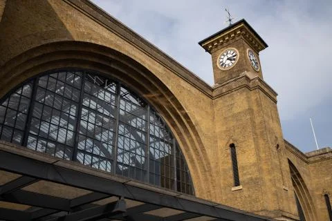 King Cross facade with the clock tower Stock Photos