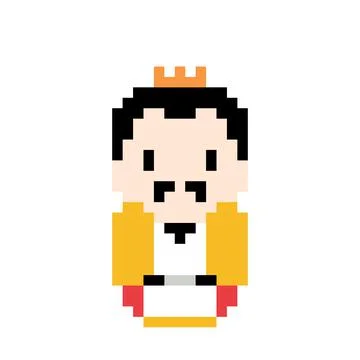 King with a crown for 8 bit game assets Stock Illustration