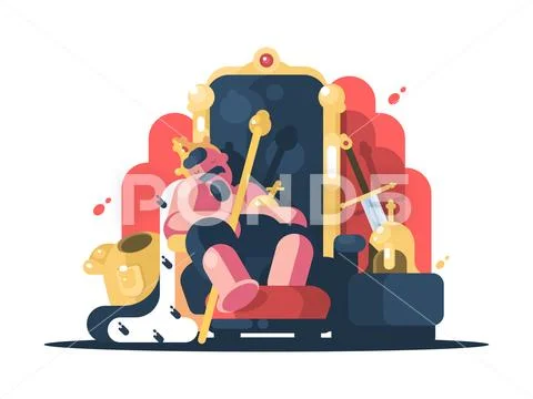 King with crown asleep Stock Illustration