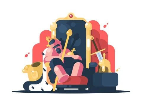 King with crown asleep Stock Illustration
