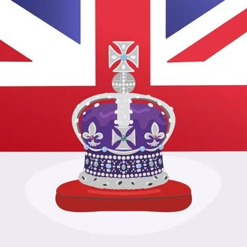 King crown on background of the flag of Britain Stock Illustration