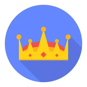 King crown with gems. King crown icon isolated on blue background with shadow Stock Illustration