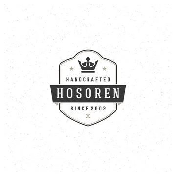 King Crown Logo Design Element in Vintage Style Badge Stock Illustration
