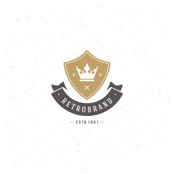 King Crown Logo Template. Vector Design Element Vintage Style for Logotype,.. Stock Illustration