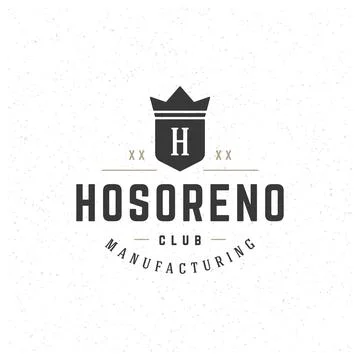 King Crown Logotype Design Element in Vintage Style Badge Stock Illustration